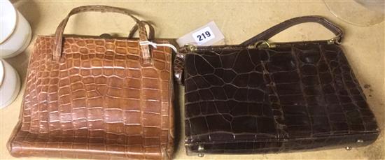 2 x crocodile skin handbags